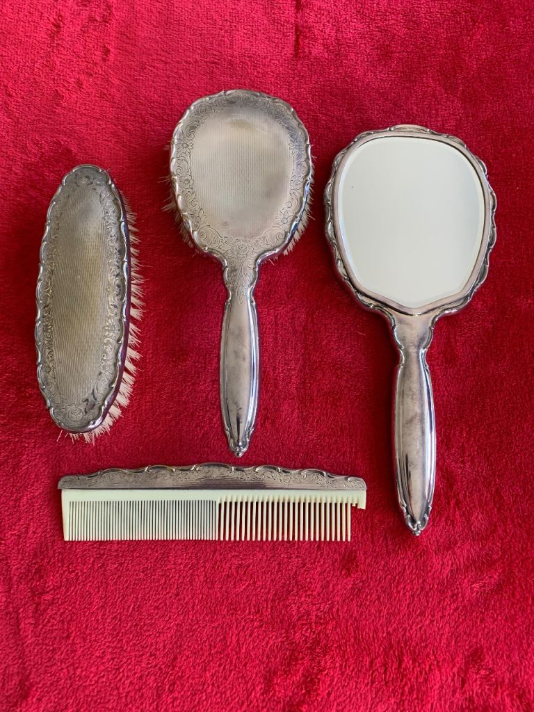 Vintage Hair Brush & Mirror Set