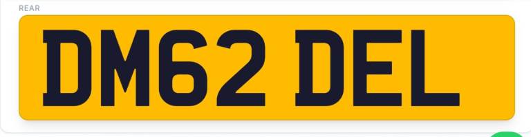 DEL, DEREK NUMBER PLATE 