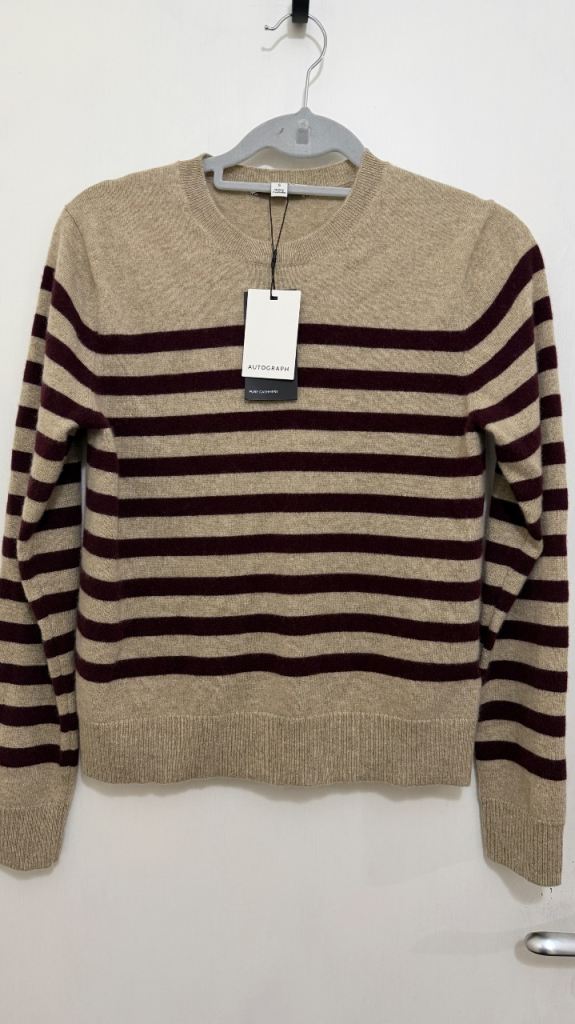 Autograph Pure Cashmere Striped Crew Neck Jumper - New with Tags