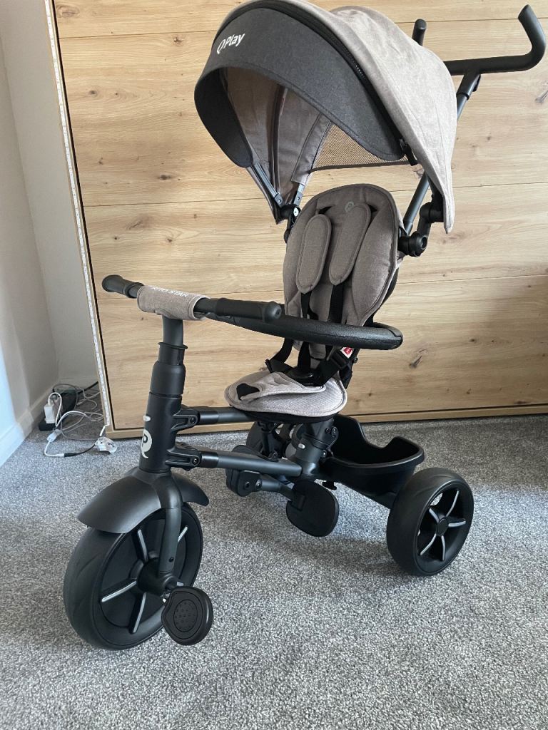 Qplay Tricycle with Parent Handle – Grey, As Good As New