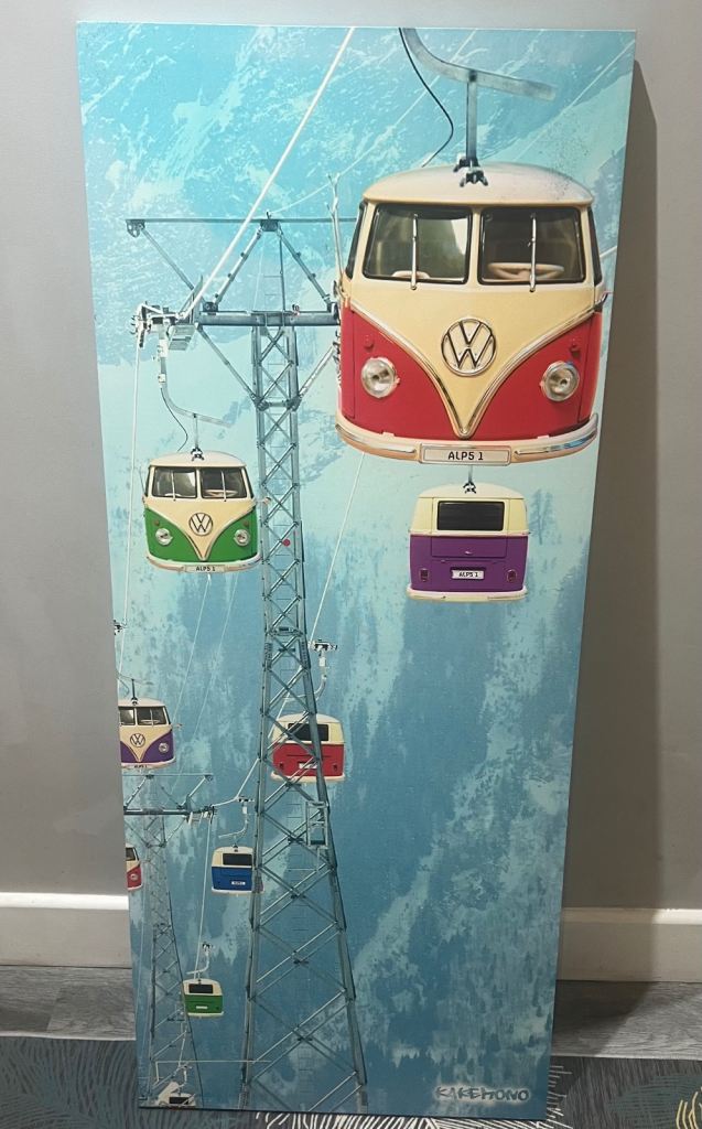 VW Camper Alps Ski lift large canvas print Art Picture