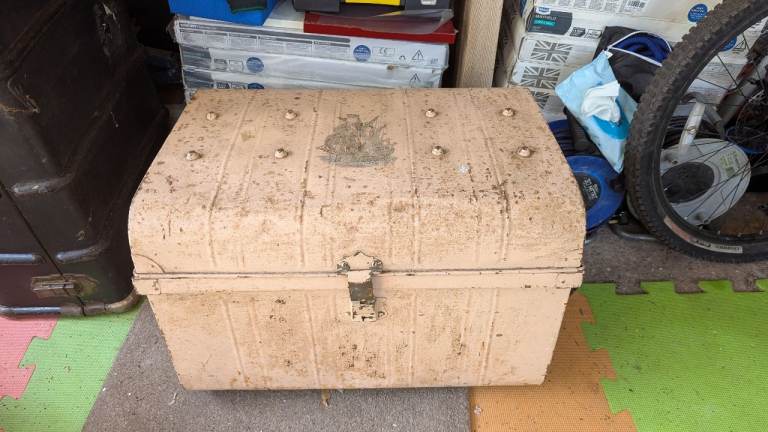 Vintage Storage Chest/Trunk – Beige, Good for Restoration