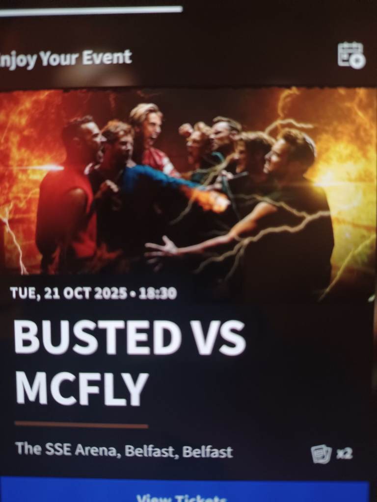 Busted Vs McFly Artist pre sale x 2 tickets