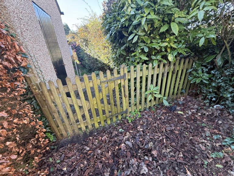 Gate and surrounding fence 