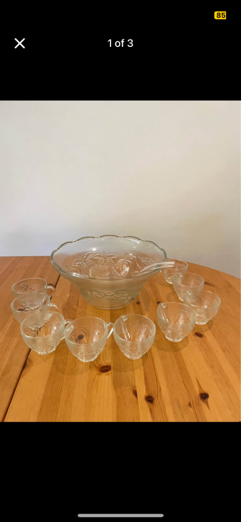 Beautiful vintage glass punch bowl
