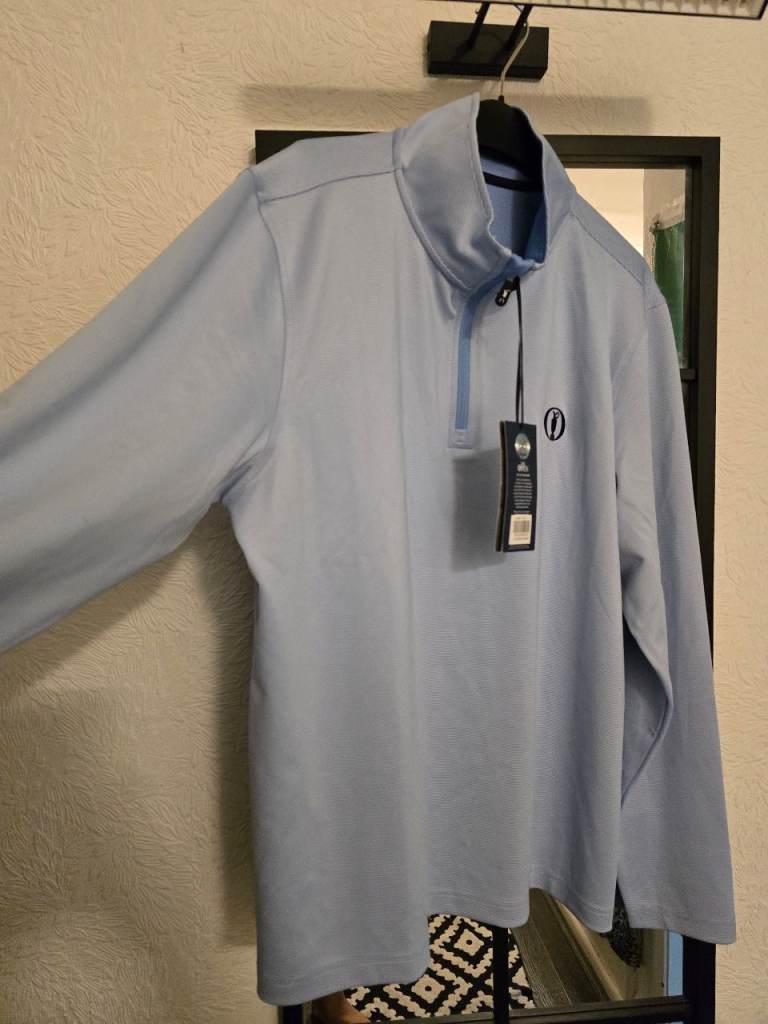 Fairway & Greene Clougher 1/4 Zip Golf Jumper – Light Blue, NEW with Tags
