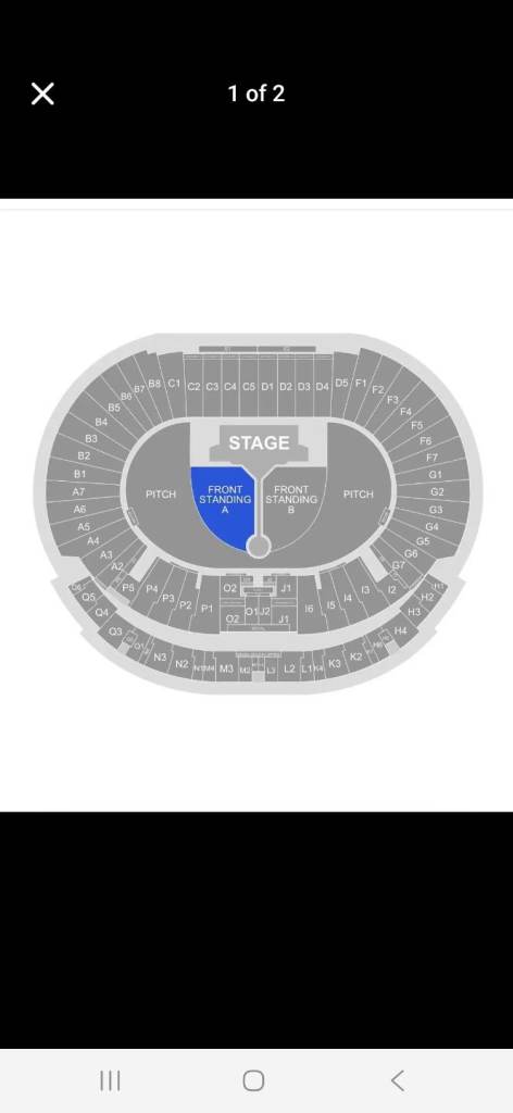 4 standing next to stage tickets for Take That, Sat 13th June