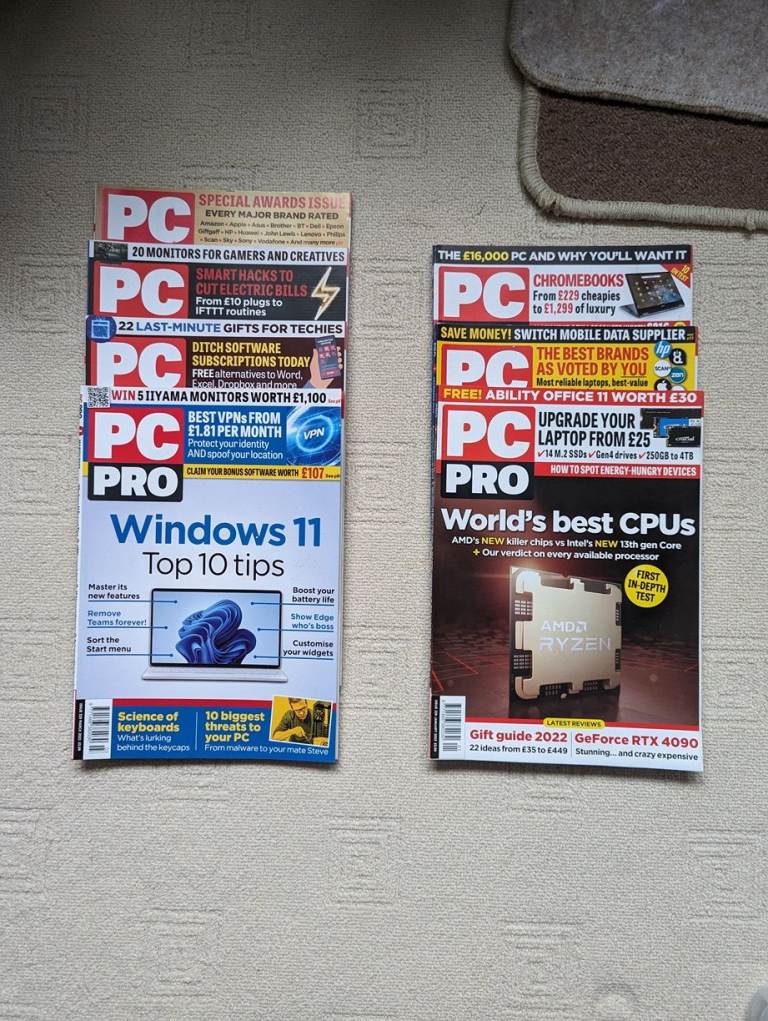 7 Back issues of PC PRO magazine from 2021 to 2023 price is FOR ALL