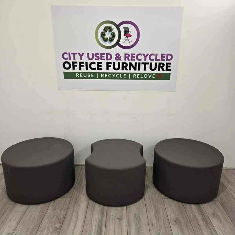 3-Piece Soft Seating Set – Grey Fabric Upholstery