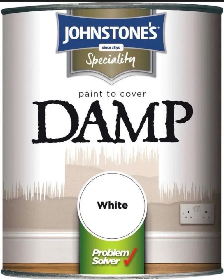 Johnstone’s Damp Proof Paint White 750ml | Covers Damp & Stains | Interior Walls