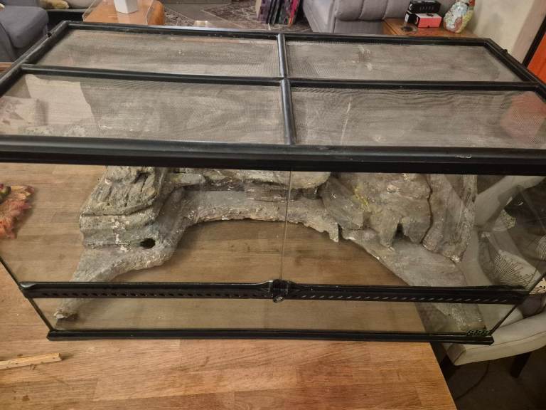 Exo Terra large wide viv plus Zoomed LED Hood, microclimate pulse thermostat, heat mat & accessories