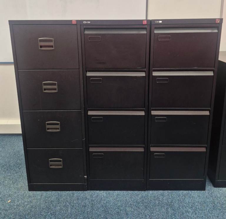Black Metal Filing Cabinets – Good Condition, Various Sizes