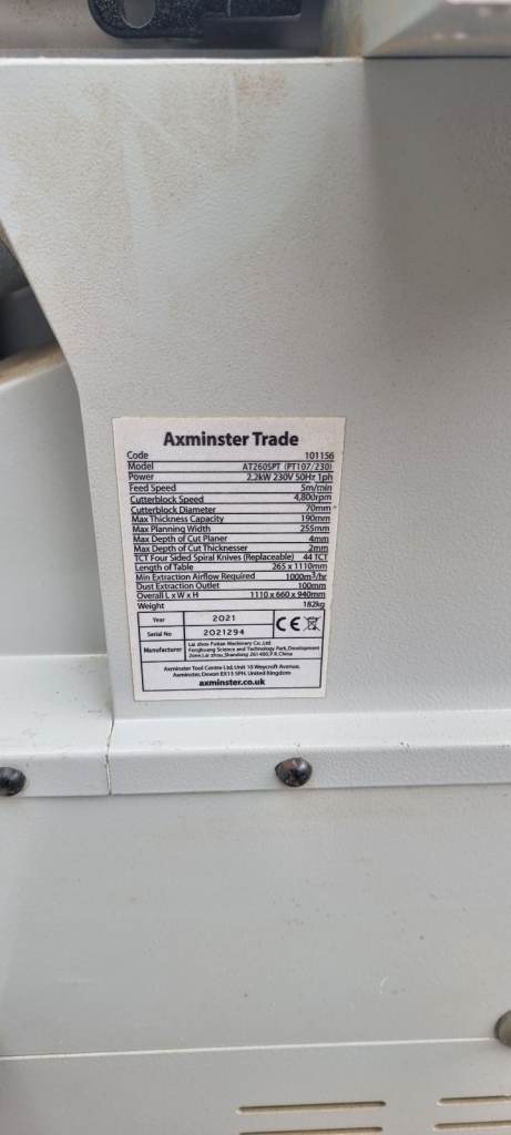 axminster trade thickness planer