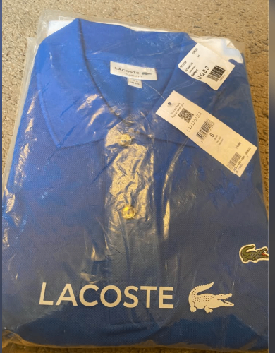 New Lacoste Men's Polo Shirt - Blue, Size 8