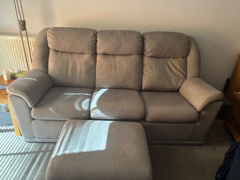 Comfortable 3-Seater Sofa with Footstool – Good Condition