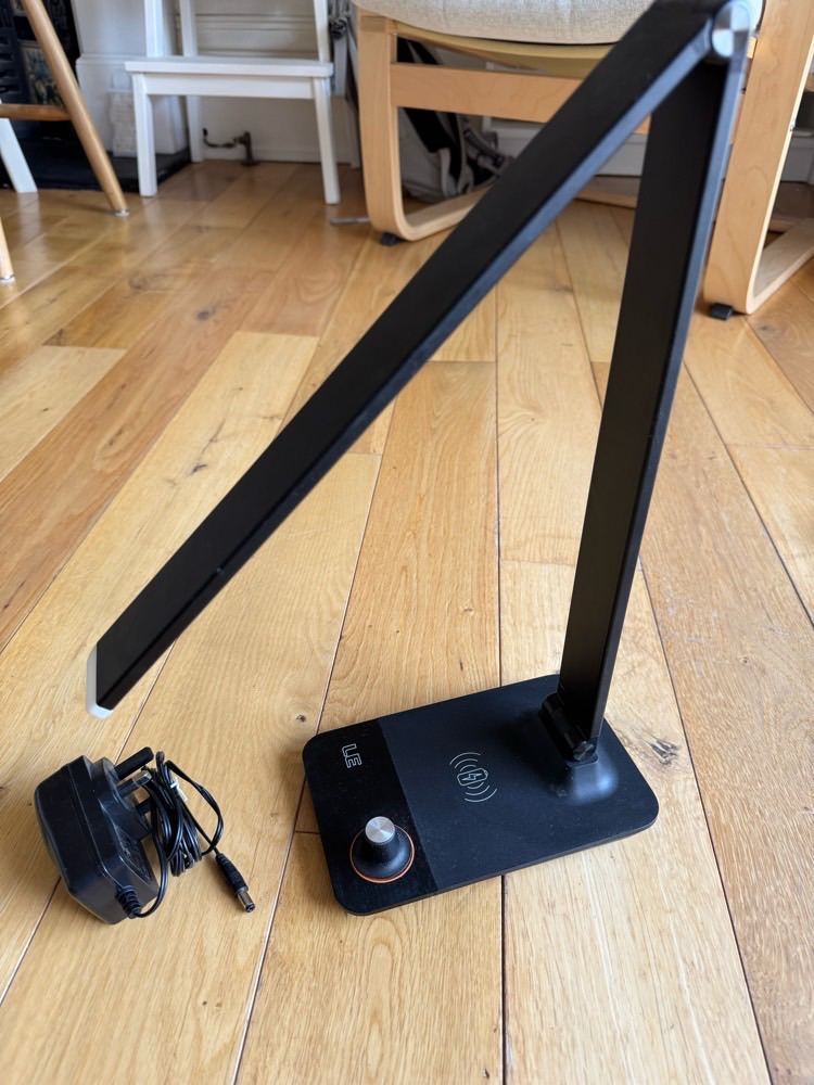 Black Desk Lamp with Wireless Charger – Good Condition