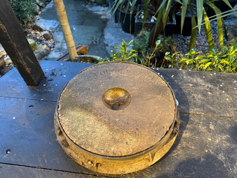 Round manhole cover and frame 350mm polypipe used