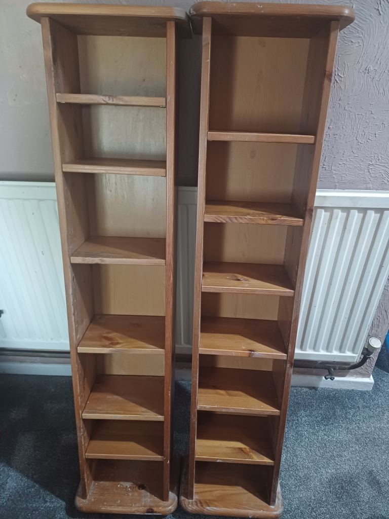 Pair of Wooden Bookcases / CD Racks – Good Condition
