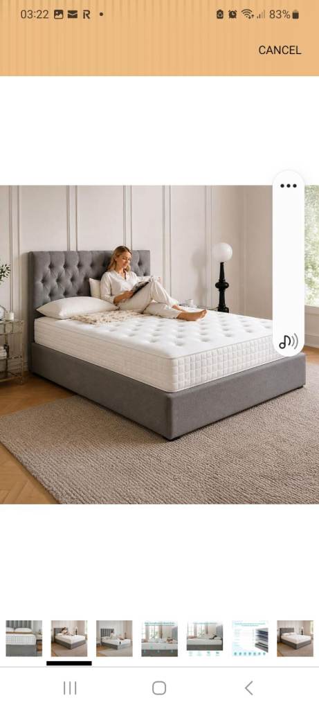 New Soufflé Essential Mattress and Grey Divan Bed Base with Storage