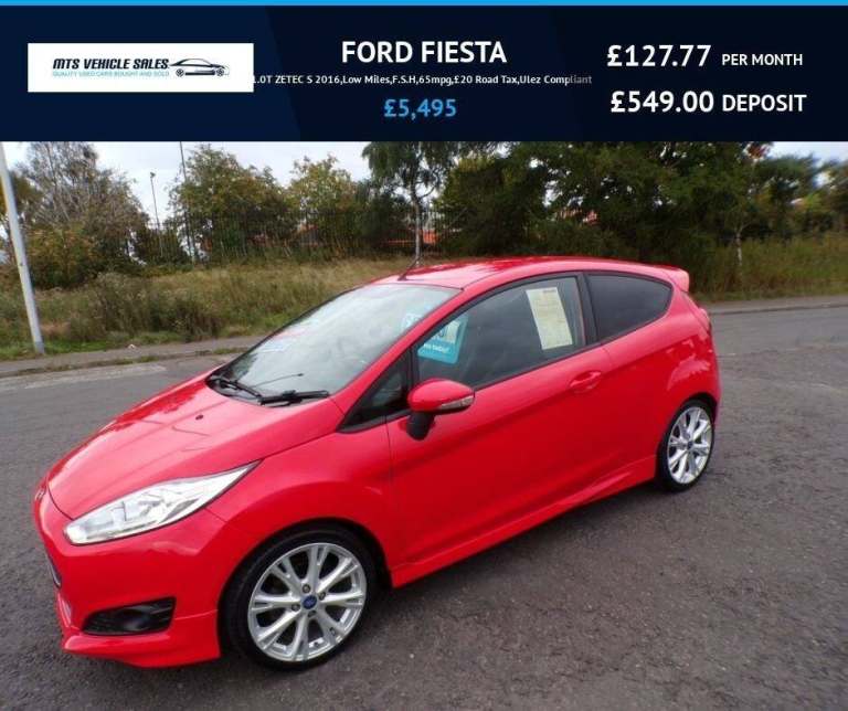 2016 Ford Fiesta 1.0T ZETEC S 2016,Low Miles,F.S.H,65mpg,£20 Road Tax,Ulez Compliant HATCHBACK Pe...