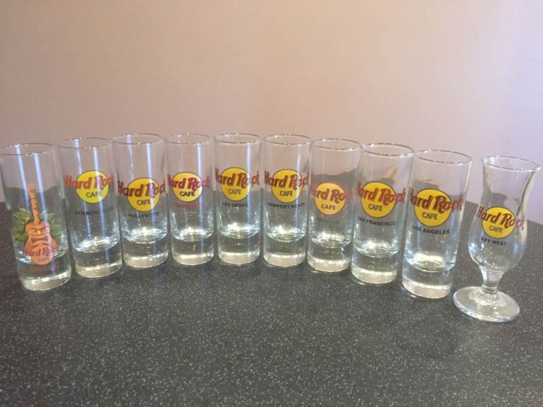 Hard Rock Cafe Glasses Collection (27 glasses in total)