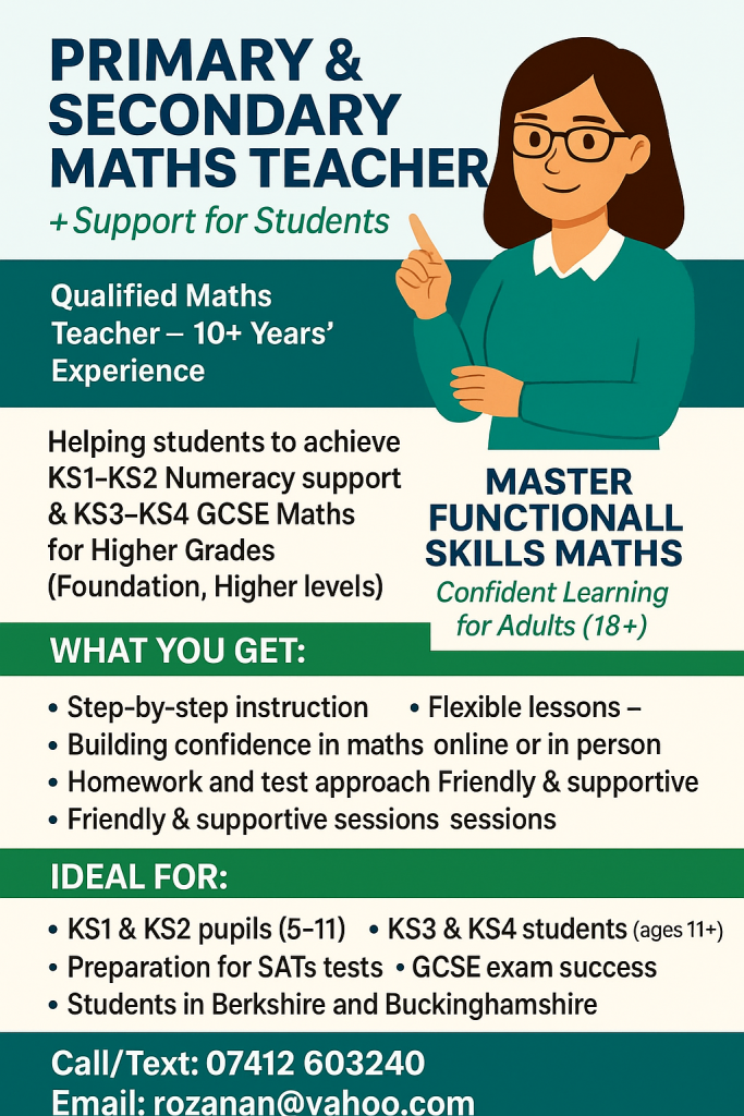 Maths tutor KS1-KS4