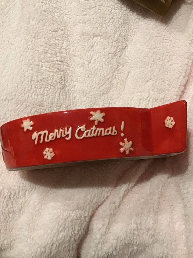 Festive Red Ceramic Cat Bowl - Merry Catmas Design