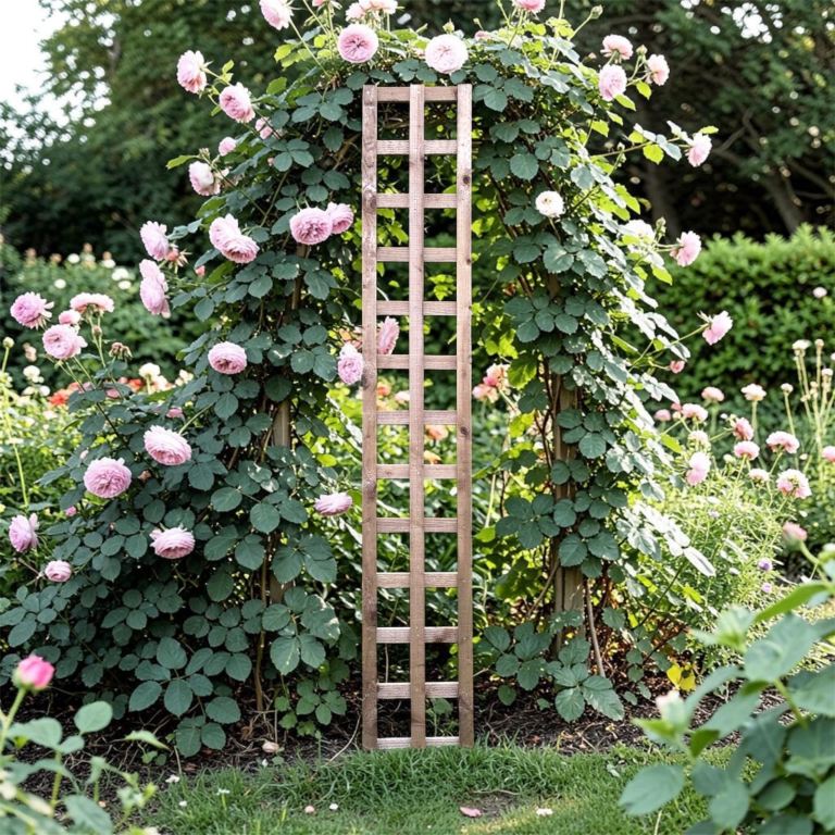 Garden Trellis Panel - 6ft Tall, Square Grid in Brown
