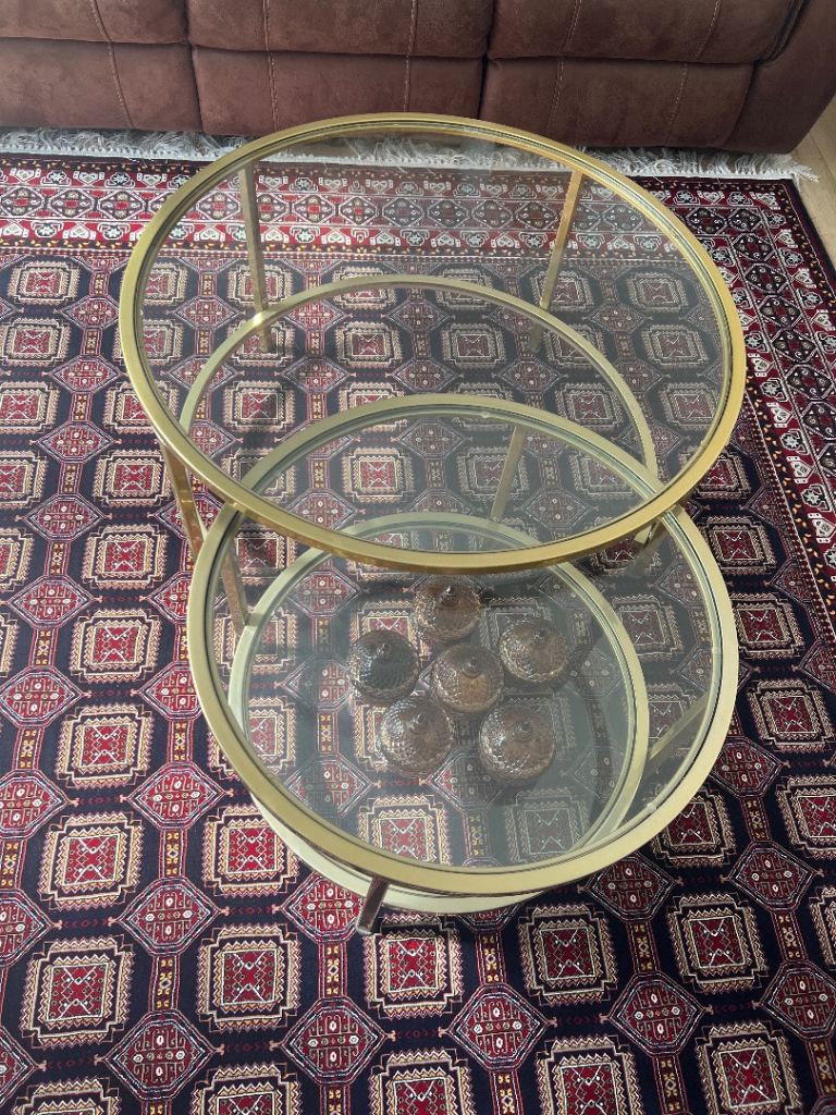 Stylish Gold and Glass Coffee Table – Good Condition