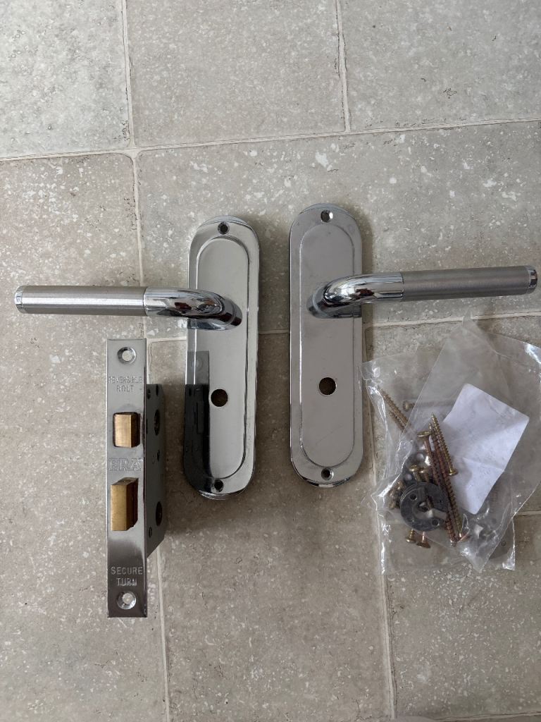 New Chrome Door Handles with Latch and Screws
