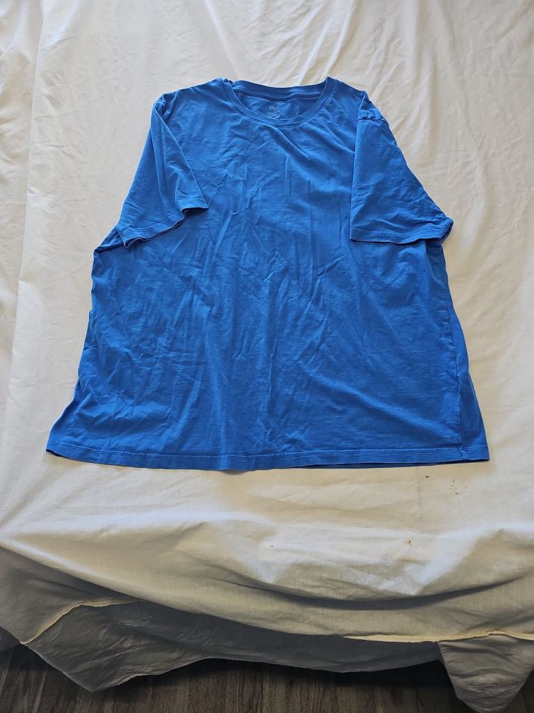 M&amp;S Regular Fit Azure Blue Cotton T-Shirt Size 2XL D501