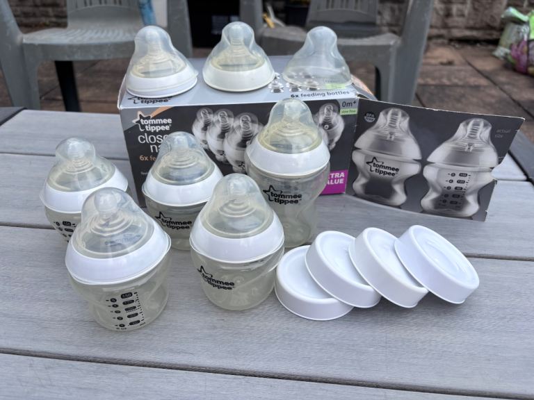 Tommee Tippee Baby Bottles Bundle + spare teats & lids