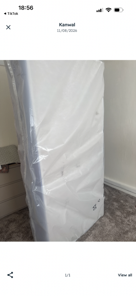 New White Mattress, Still in Packaging with bed base.