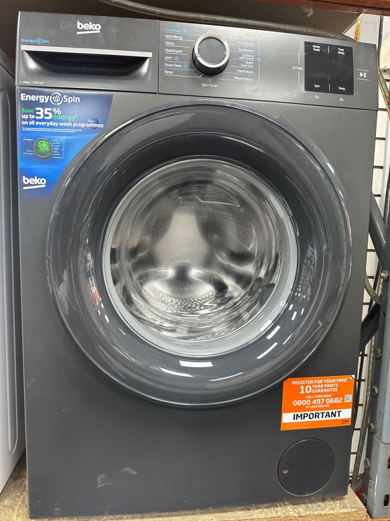NEW/GRADED BEKO EnergySpin BM3WT31041A 10kg 1400 Spin Washing Machine - Anthracite