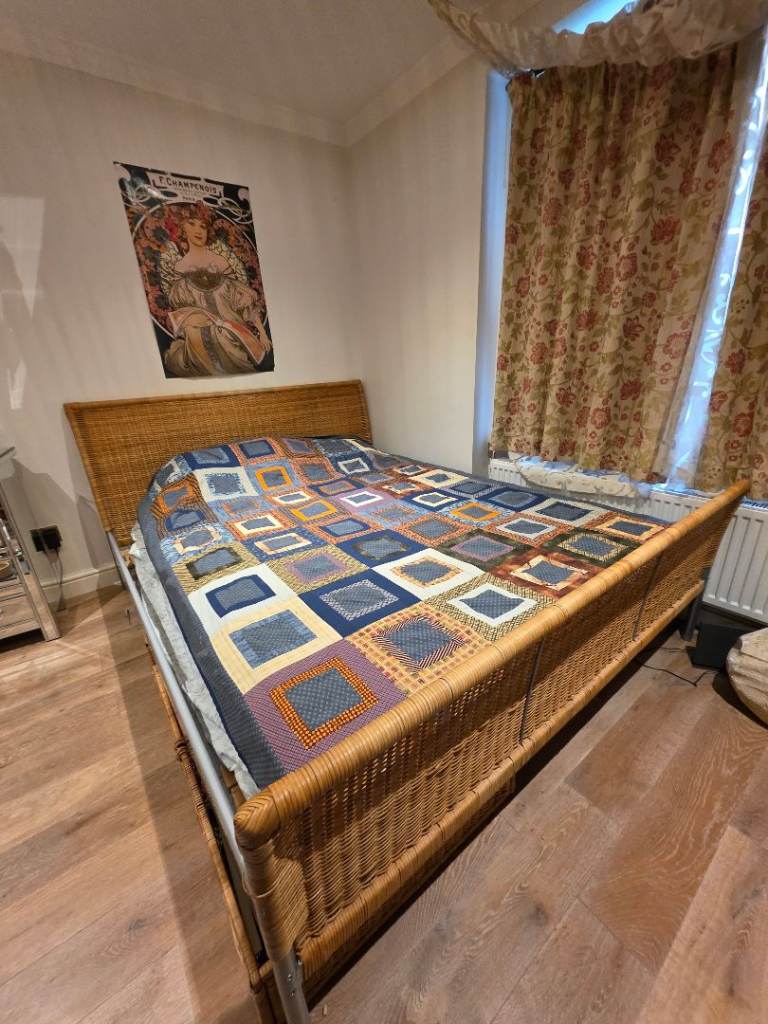 FREE King-sized wicker bed frame with drawers RESERVED