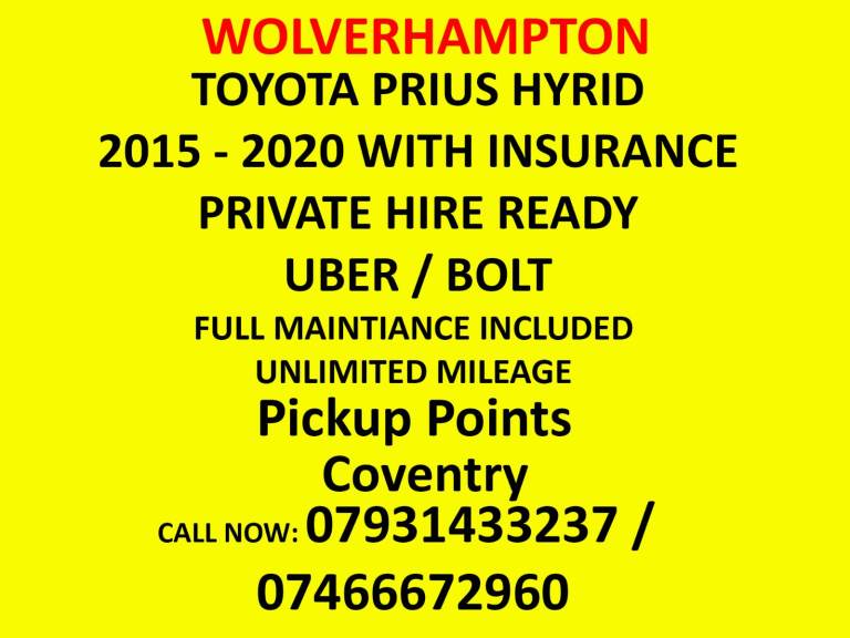 Wolverhampton Plate Private Hire Cars - Taxi rental - Uber Cars - Cab Hire - Taxi Hire