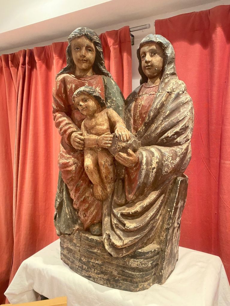 A polychromatic carved wood group of Saint Anna Selbdritt 