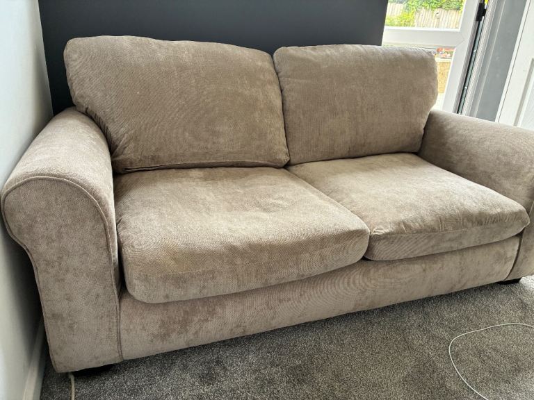 Comfortable Beige Two-Seater Sofa – Good Condition