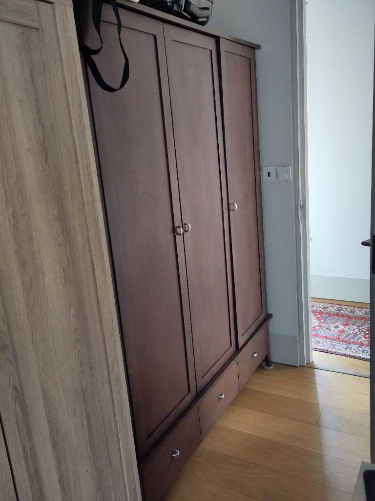 3 door wooden wardrobe with drawers