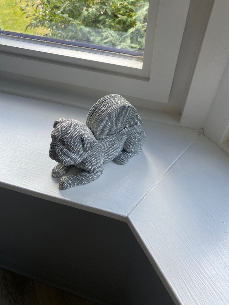Cute Grey Pug Dog Figurine – Good Condition