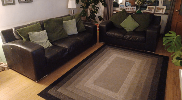 Black Leather Sofa – Good Condition, Comfy