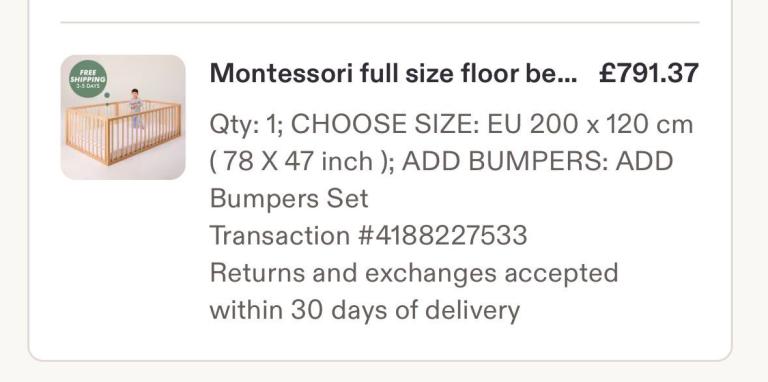 Montessori full size floor bed 