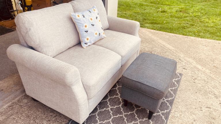 SMALL 2 SEATER SOFA + FOOTSTOOL - DELIVERY AVAILABLE 