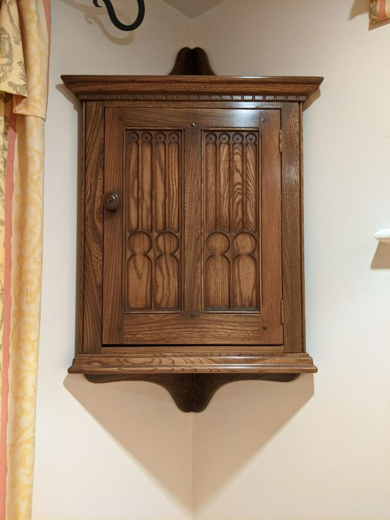 ERCOL EWELME GOLDEN DAWN HANGING CORNER WALL CABINET SHELF ELM 54cm L x 105cm H