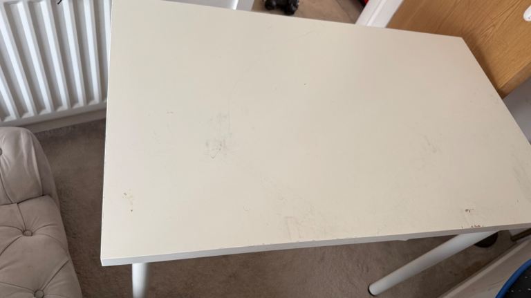 White Desk/Table – Good Condition, Minor Marks