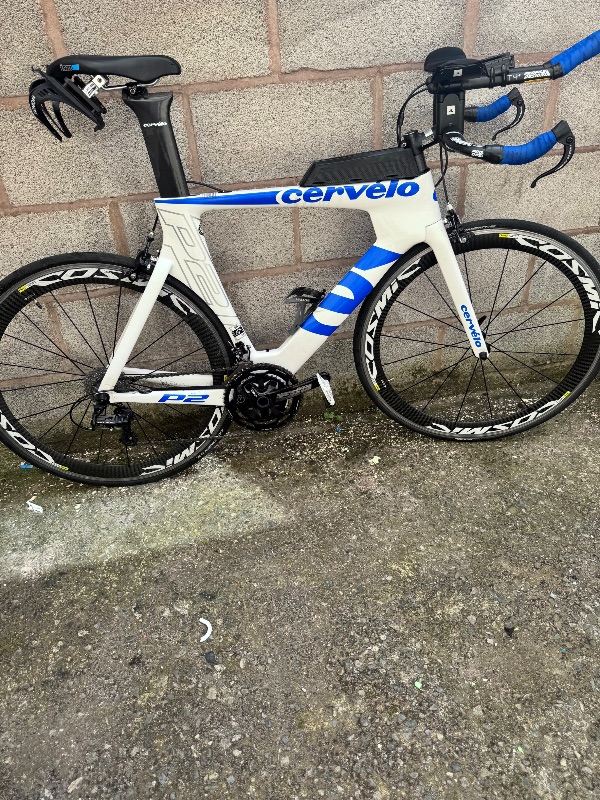 Cervélo P2 Carbon TT Bike – Size 54 – Race Ready – Mavic Cosmic SLS Carbon Wheels