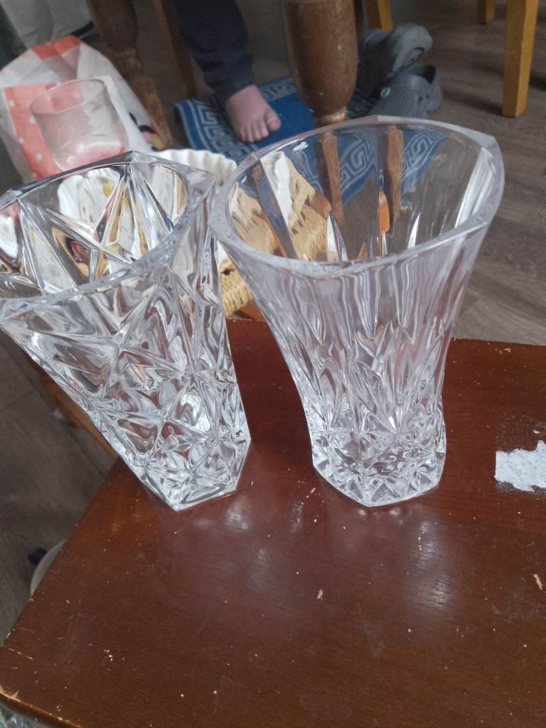 Pair of Cut Glass Vases – Good Condition