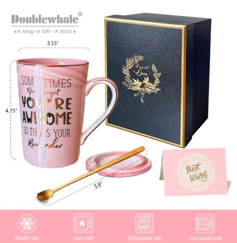 Brand New Sealed gift set 14OZ Ceramic Coffee Mug with lid and spoon - Christmas gift