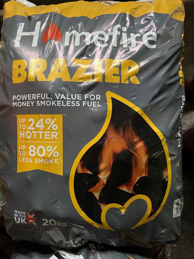 19 x 20kg bags of Homefire Brazier smokeless fuel
