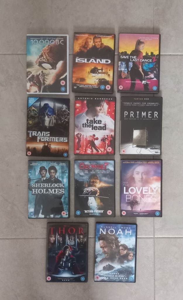 Bundle of 11 Cert 12 DVD Films – 50p each. 